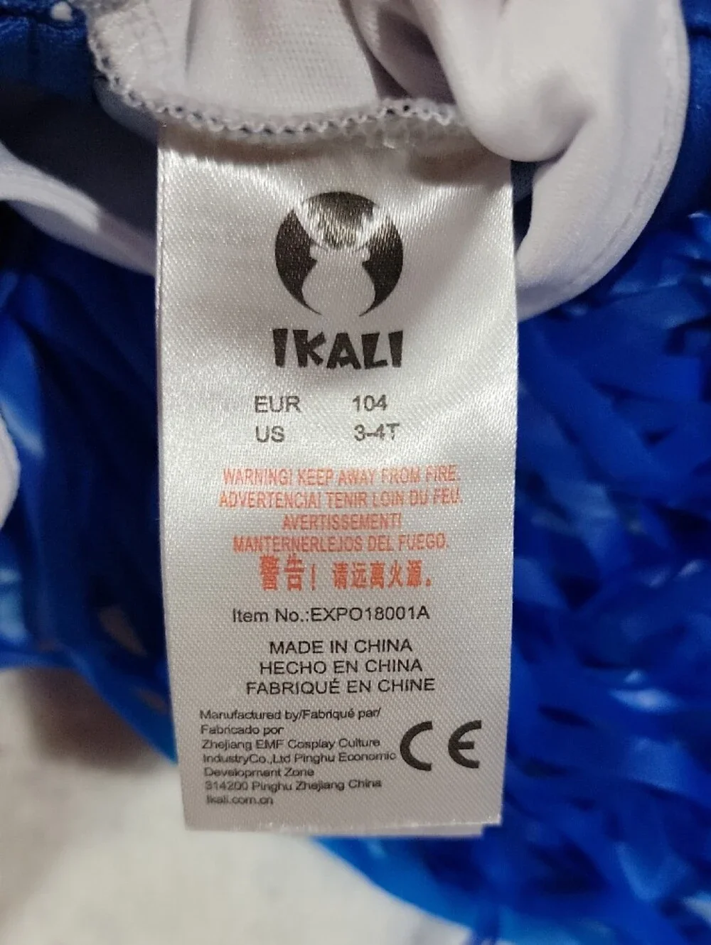 Ikali Blue, White and Red Girls Zombie Cheerleader Costume with Pom-Poms 3t/4t